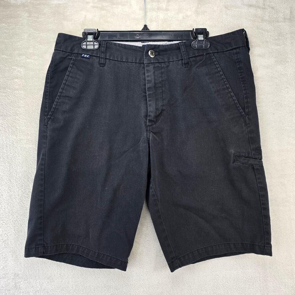 Vtg Fox Racing Men's Chino Shorts Size 33 Black Casual Y2K Skater Motocross
